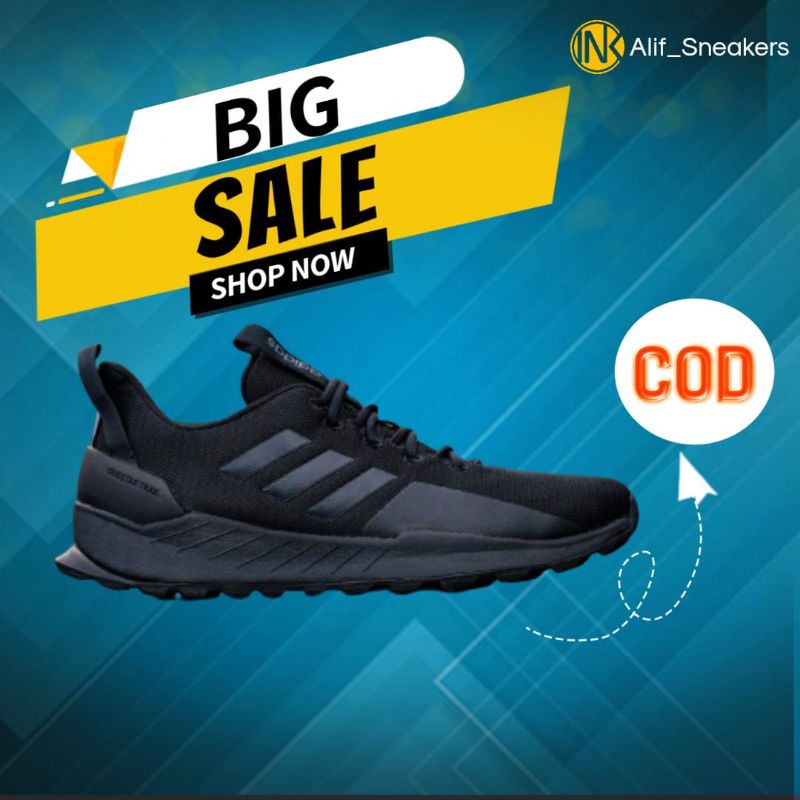 SEPATU PRIA Ads_QUESTAR TRAIL FULL BLACK ORIGINAL HITAM