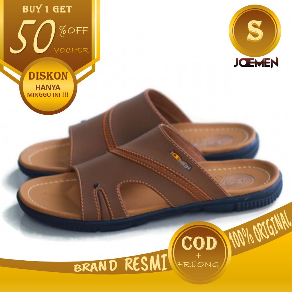  Sandal  Pria  Casual Sendal KULIT Asli IMPORT Murah  Kekinian 