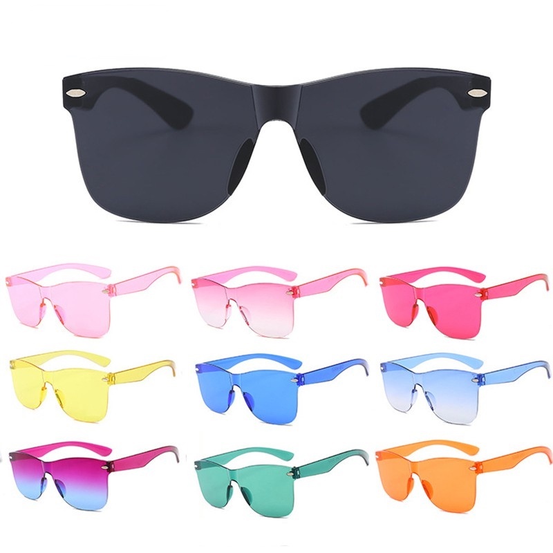 (YUZHU) Mode Baru PC Onepiece Kacamata Vintage Fashion Oversized Frame Transparan Ocean Piece Sunglasses