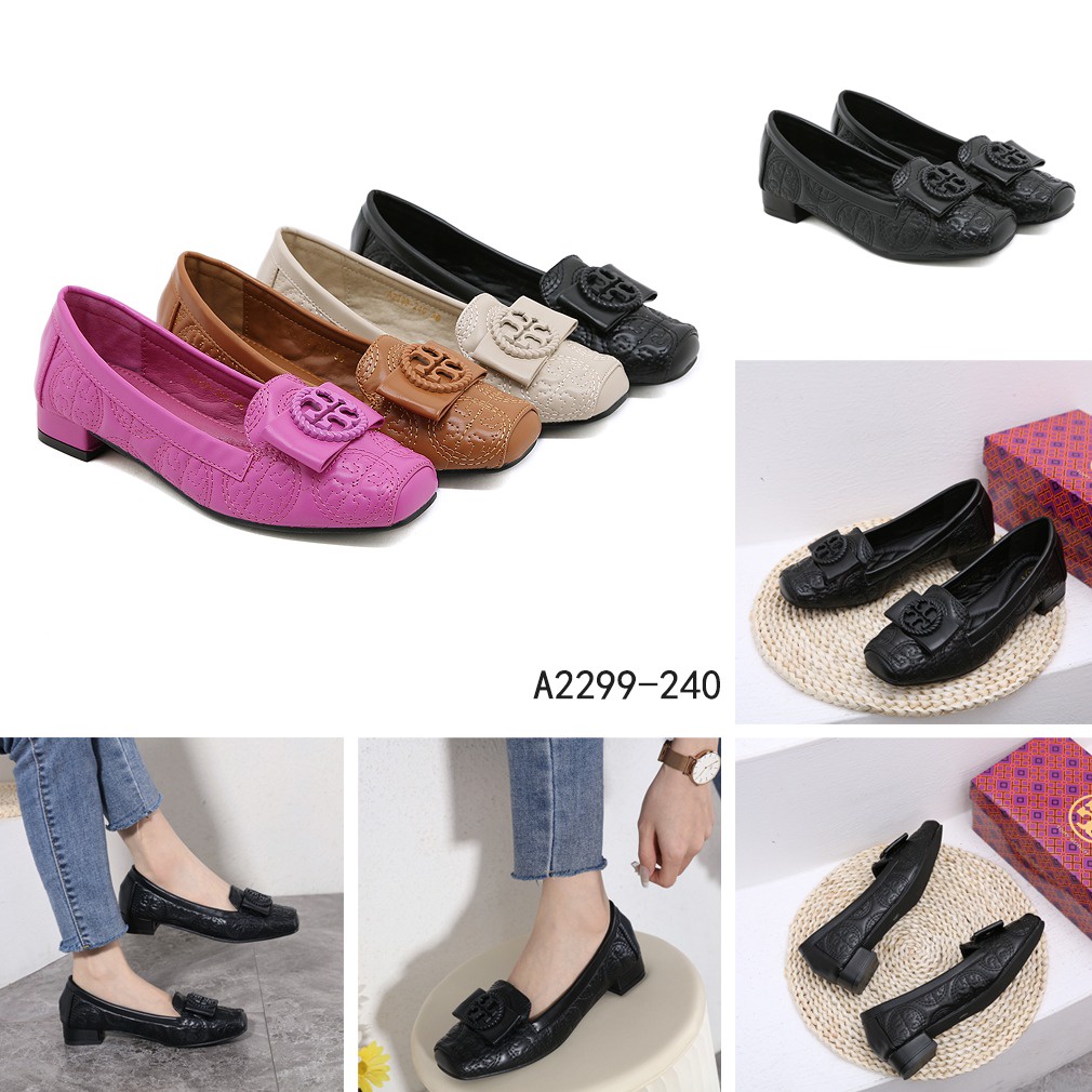 TB Leather Logo-Bow Block Heel A2299-240