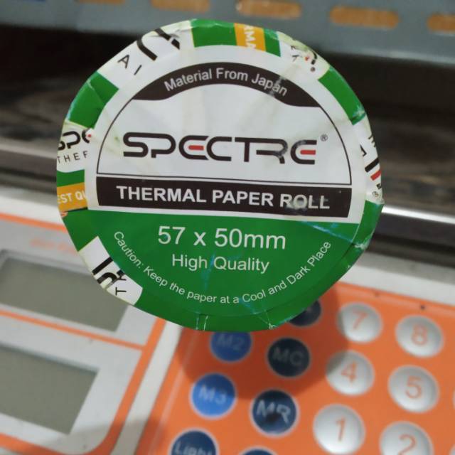

Kertas Thermal SPECTRE 57 x 50 mm High Quality Isi 4 Roll Tahan Pudar&Awet