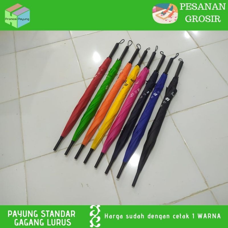 [ payung custom grosir ] payung Standar Gagang Lurus Selapis sablon 1 warna - promosi souvenir