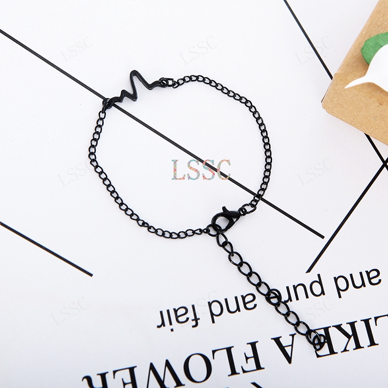 2021 Mode Korea Elektrokardiogram Gelang Ukuran Disesuaikan Pria / Wanita Pasangan Bangle Bracelet