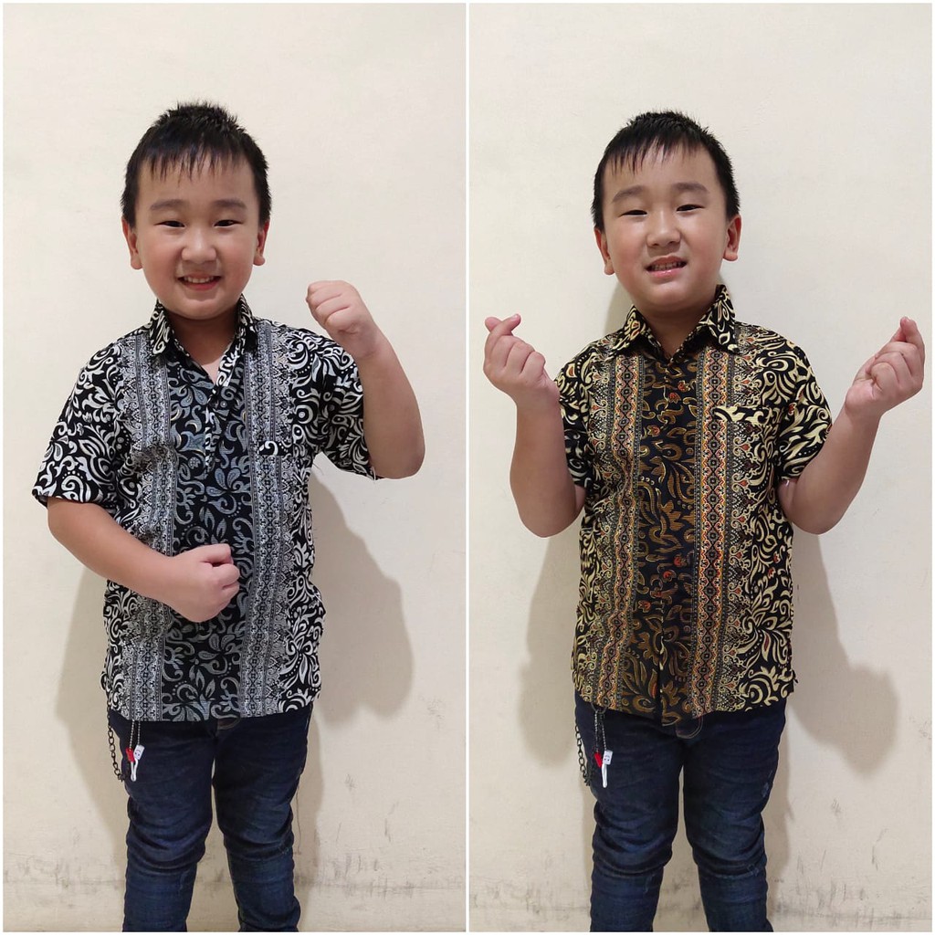 SB Collection Atasan Kemeja Deny Lengan Pendek Batik Anak Laki-laki