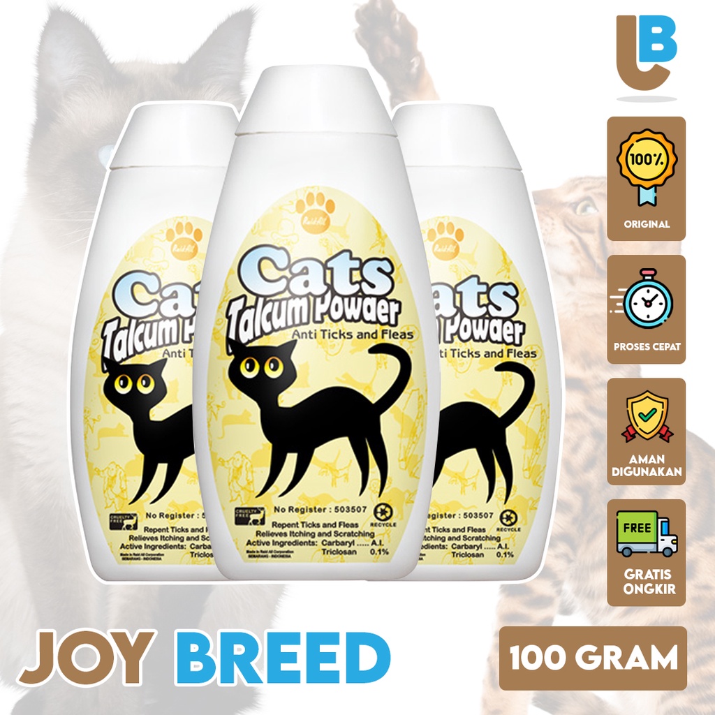 BEDAK KUCING ANTI KUTU RAID ALL TICKS &amp; FLEAS TALCUM POWDER 100 GRAM | JOY BREED OFFICIAL