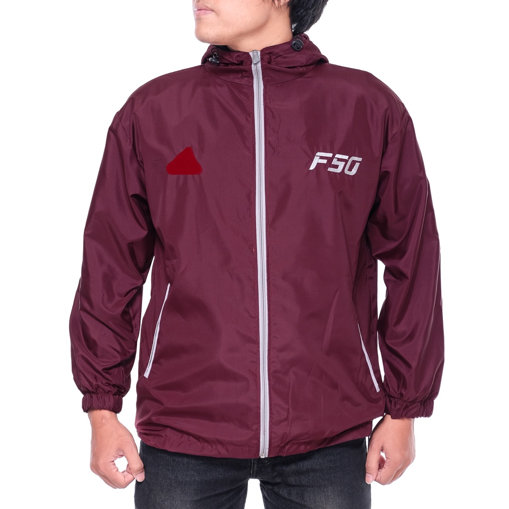 [Promo Sale] COD/Jaket Parasut F50 Tracker Maroon Sleting Abu M-XXL