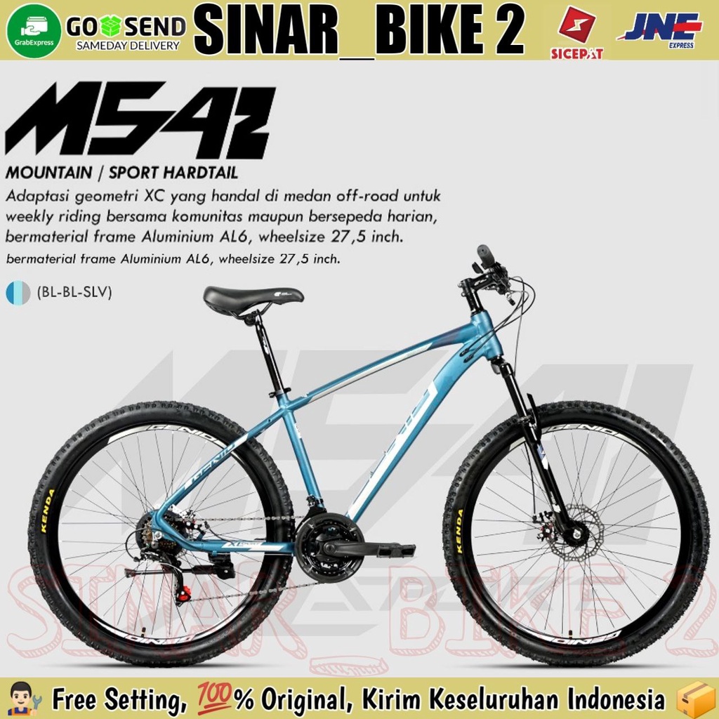 Sepeda Gunung MTB GENIO M542 Frame Alloy 24 Speed Uk.27.5 Inch