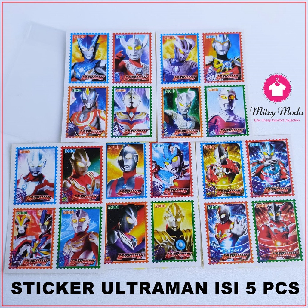 

5 Lembar isi 20 pcs Sticker Anak Perangko Jumbo Besar | Sticker Ultraman | Stiker Anak Laki Laki