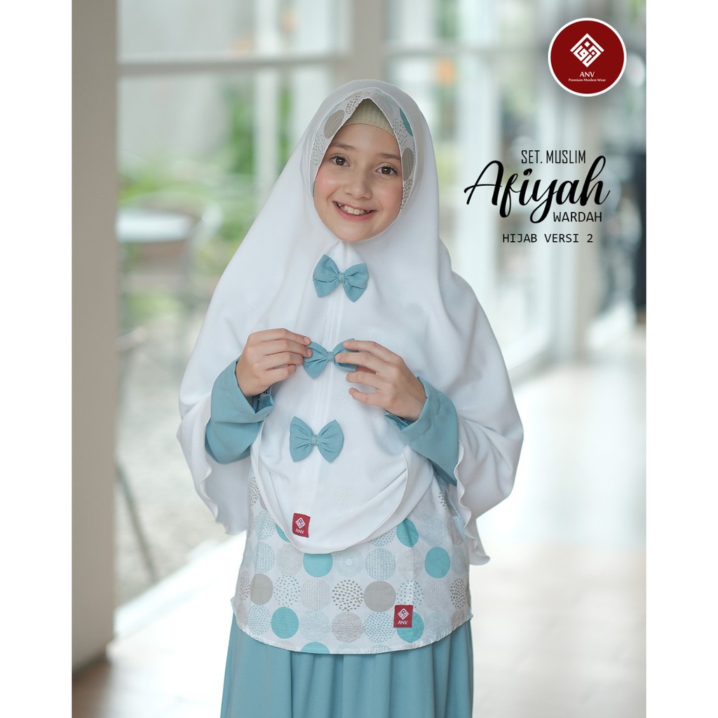 Gamis Anak Afiyah Kids Plus Hijab Pita Kupu (usia 3-8 thn) ANV