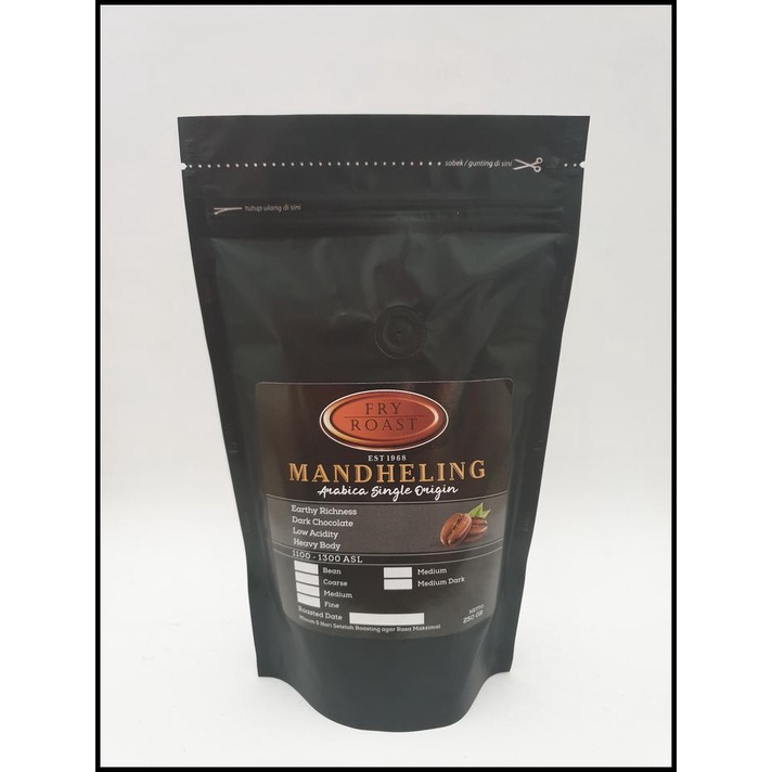 

Kopi Arabika Mandheling 250 Gram Biji/Bubuk