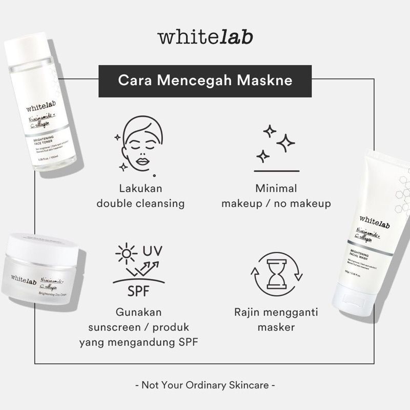 WHITELAB BRIGHTENING PAKET WAJAH &amp; SERUM (Facial Wash + Toner + Day Cream + Nite Cream + Face Serum)