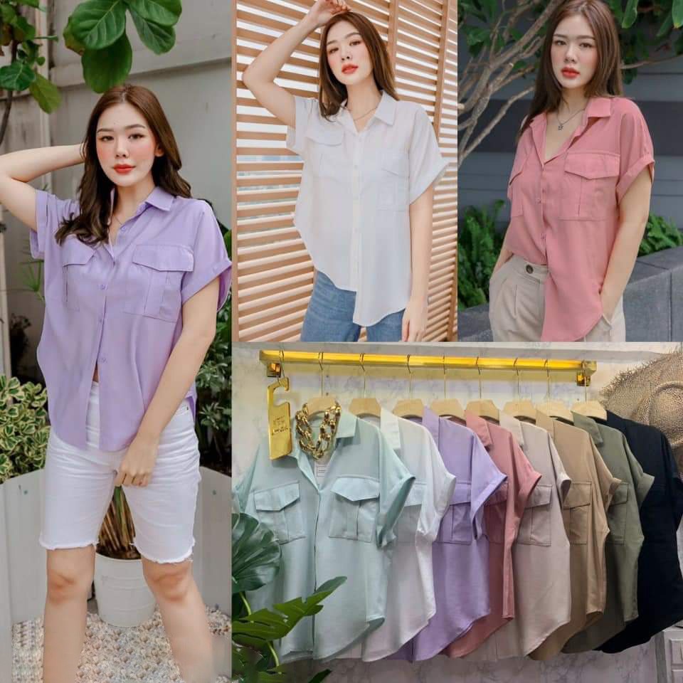 BEFAST - ZEC OOTD Wanita Kemeja ASTYLA / Kem Miki / Fashion Baju Kemeja Wanita Lengan Pendek Terbaru / Hem Polos Katun Cewek / Ootd / Busana Santai Wanita / Kem Hem Polos Wanita Lengan Pendek Terbaru Kekinian