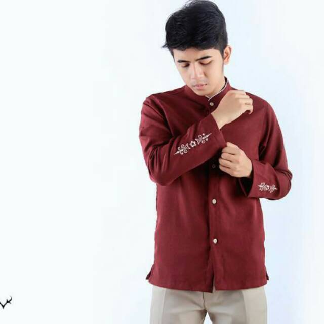 Baju koko siraj maroon / baju muslim / baju pria / baju lebaran