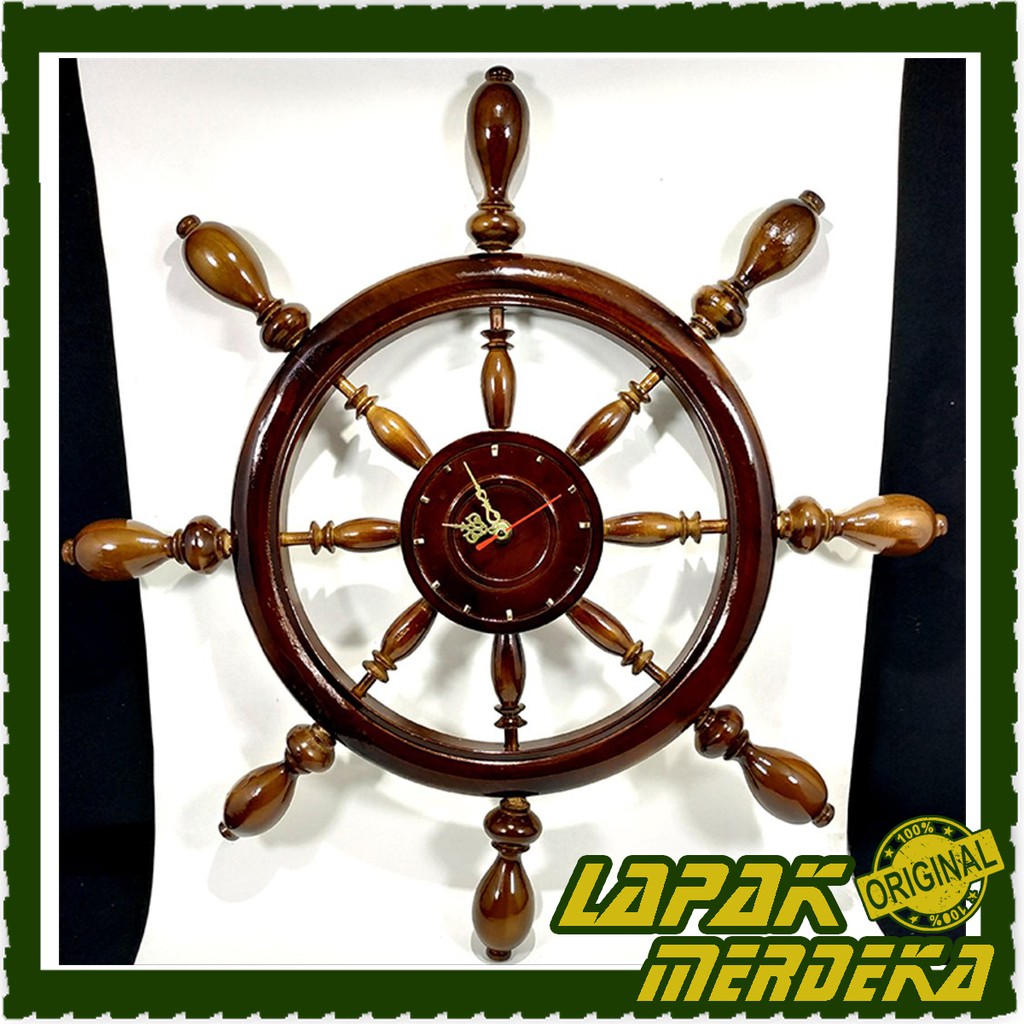 Jam Dinding Model Nahkoda Kapal Ukuran Besar Dari Kayu Jati