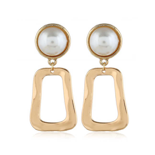 LRC Anting Tusuk Fashion Gold Diamond Alloy Geometric Earrings F40665