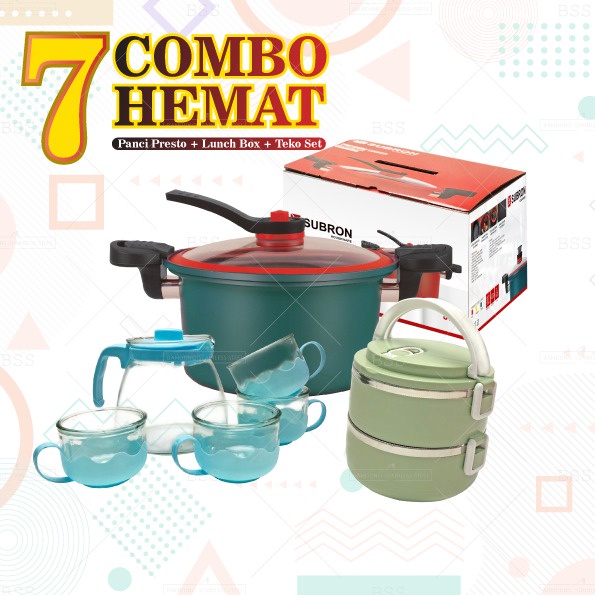 PROMO 7 Kombo Hemat Panci Presto Teko Kaca Set Cangkir Rantang Lunch Box Murah