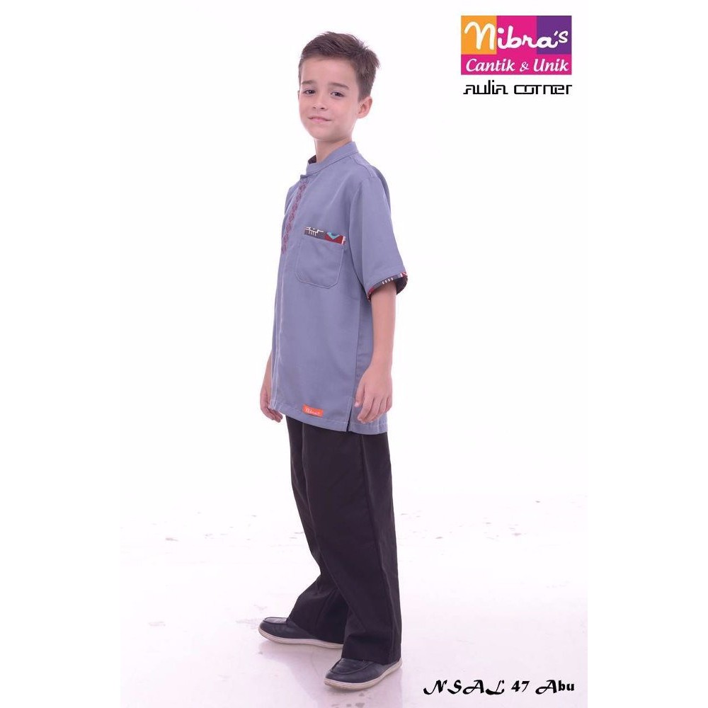 PROMO Baju Lebaran Anak Nibras NSAL 47 Abu Baju Anak Muslim