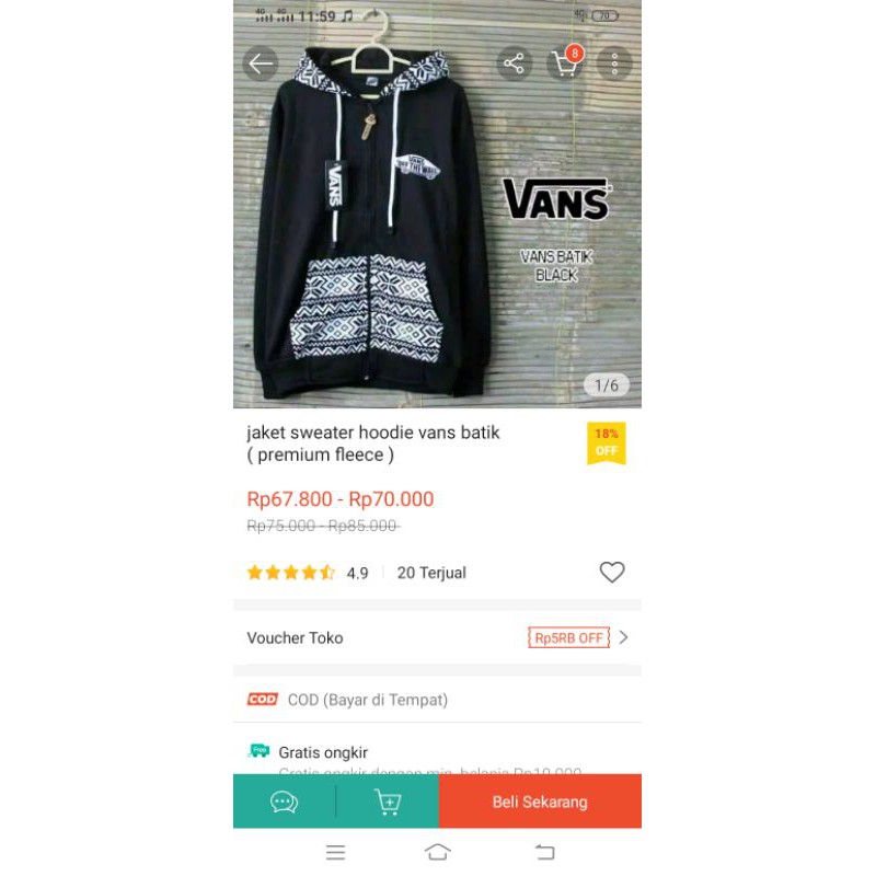 Vans batik ukuran xxl
