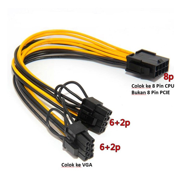 Kabel 8 Pin MOBO to dual 8 Pin PCIE splitter cabang mining adapter