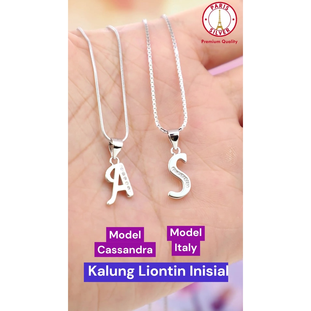 Kalung Huruf Nama Perak 925 Asli Alfabet Liontin Inisial Alphabet Silver Lapis Emas Putih Nagita