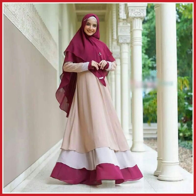 Najwa Fashion Muslim Baju Gamis Syari Set Khimar