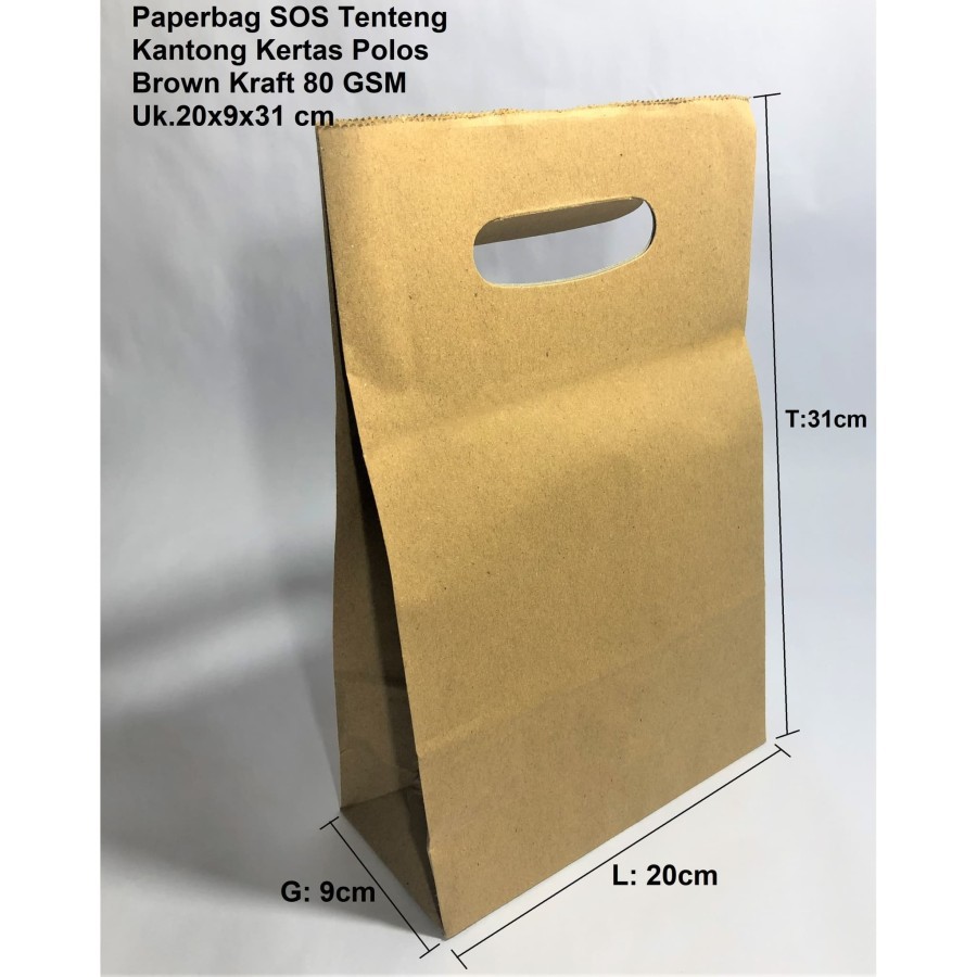 

Kantong Kertas Coklat / Kertas Bungkus Cokelat Paperbag SOS Kantong Kertas Coklat XL Tenteng 20x9x31