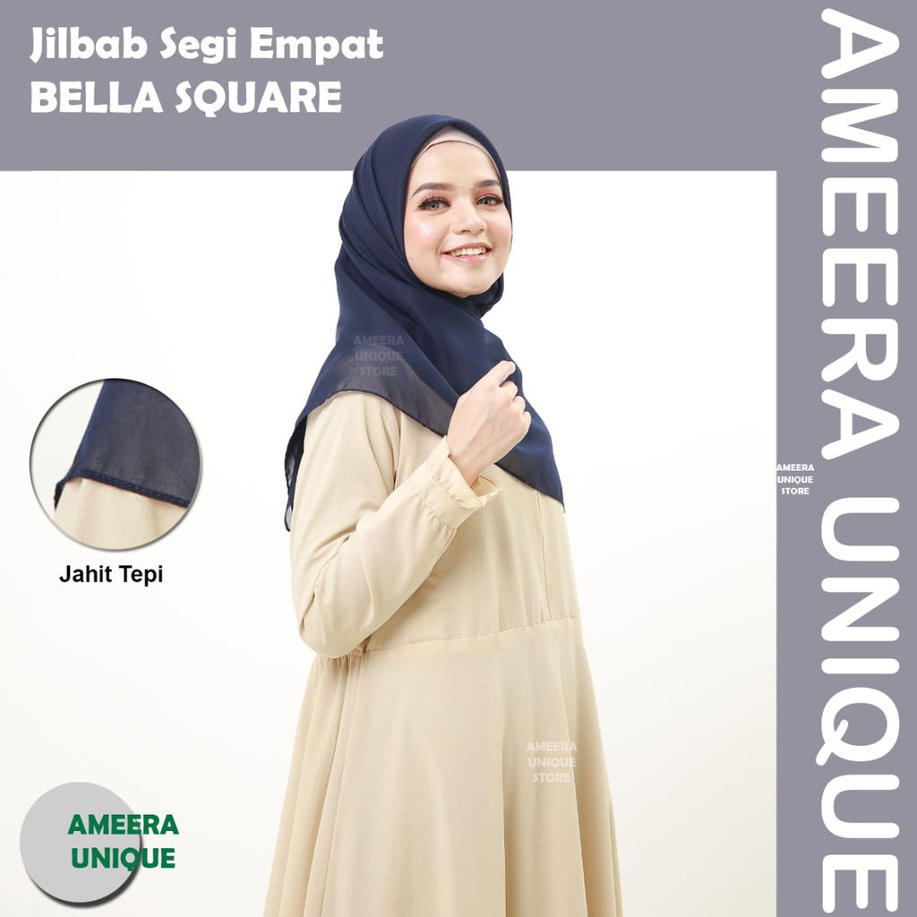 Bella Square Jahit Tepi Jilbab Segi Empat Double Hycon Super Fine