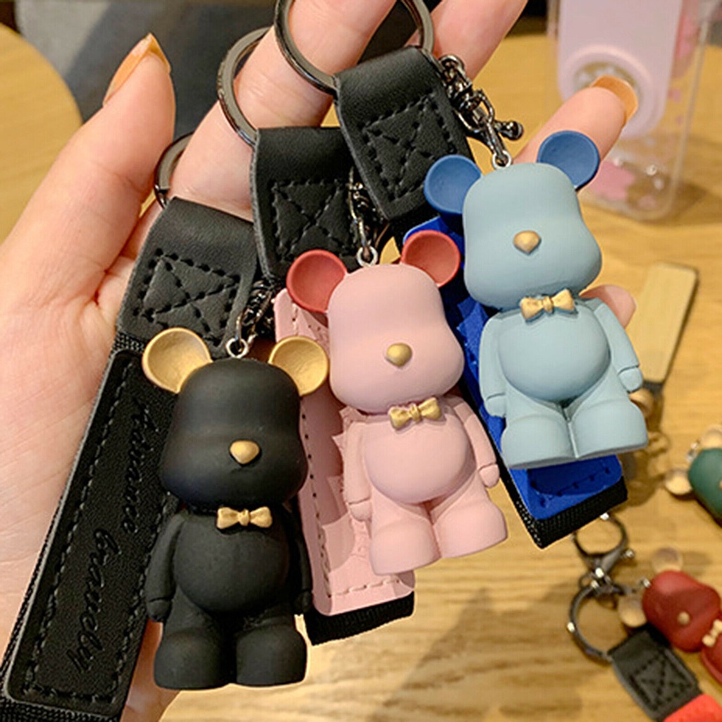 Teddy Bear Bow Tie Keychain Bag Holder Cute Pendant Car Key