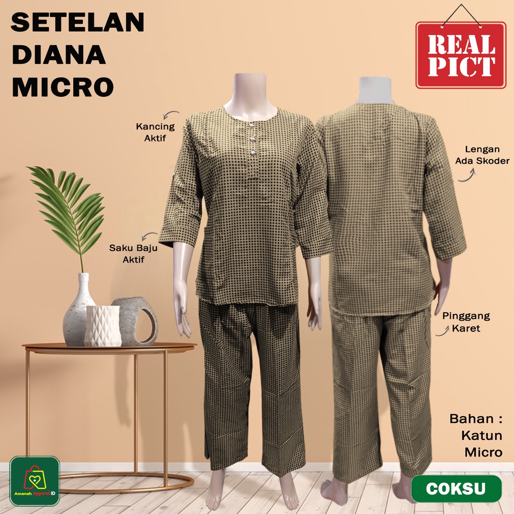 Baju Setelan Wanita Muslim DIANA MICRO Katun Big Size XL-XXXL / 23954-23962