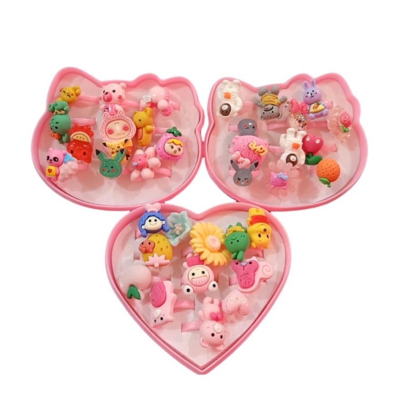 Cincin Mini Box Love Helo Kitty 10pc Grosir Lusinan Mainan Anak Perempuan