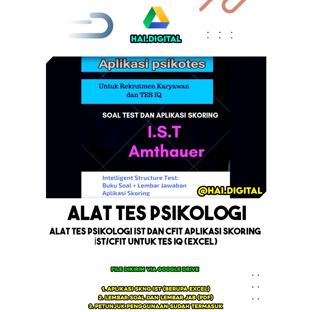 Alat Tes Psikologi IST dan CFIT Aplikasi Skoring İST/CFIT untuk Tes IQ (Excel)