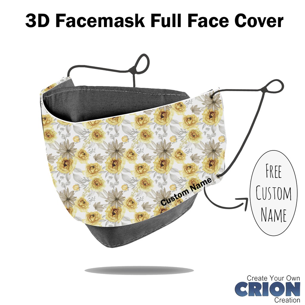 Crion - Masker 3d Full Face Cover Flower Series - antibacterial