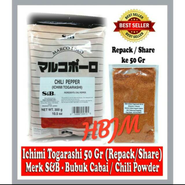 

ICHIMI TOGARASHI 50 GR REPACK / SHARE DR 300 GR MERK S&B