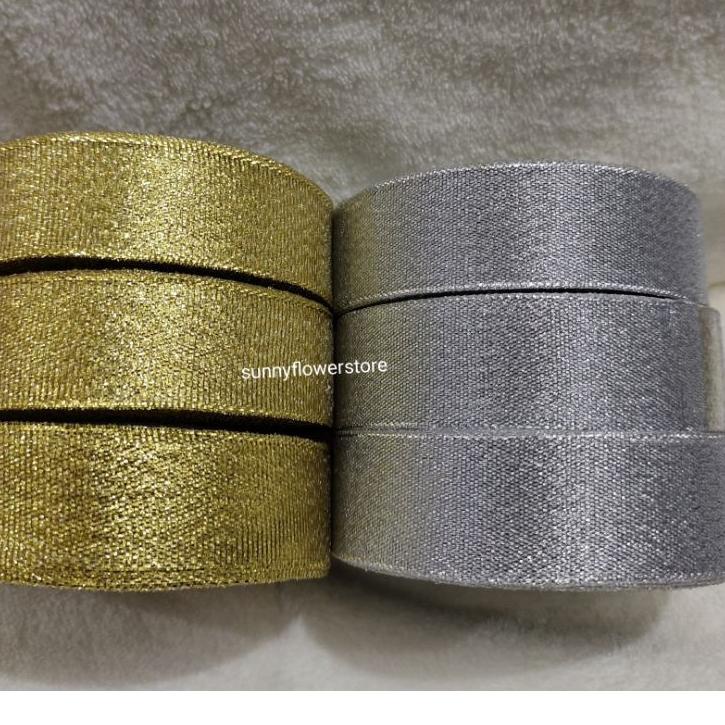 

T9f9E--PITA GLITER GOLD SILVER LEBAR 1 INCH