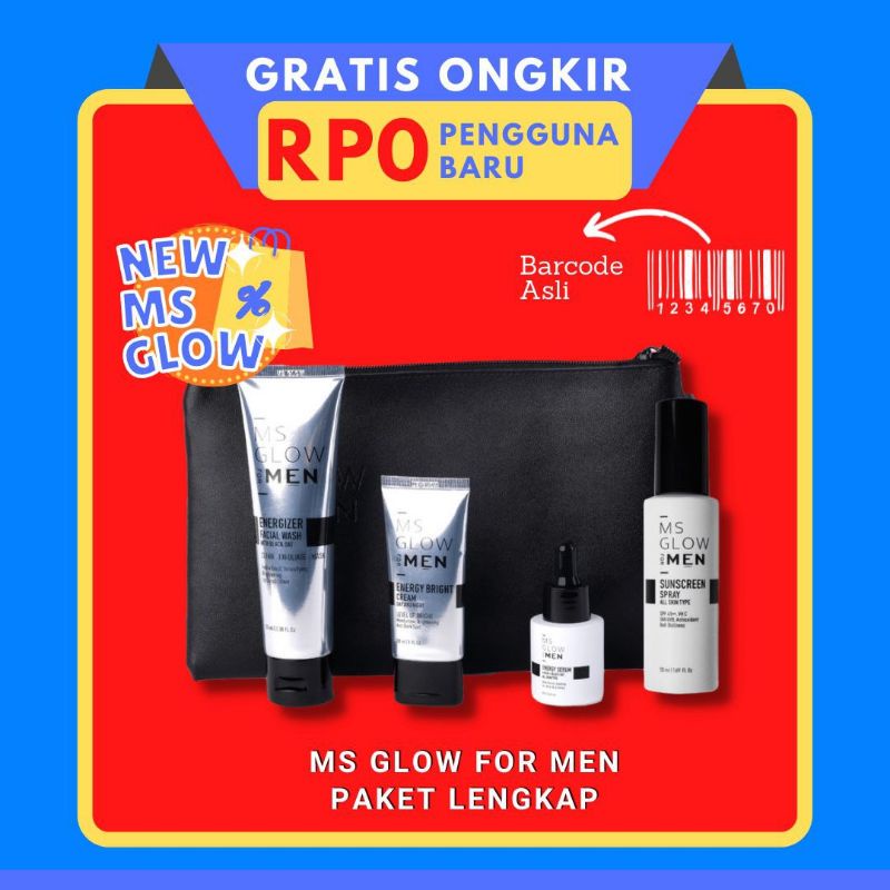 Skincare Pria Paket Lengkap Ms Glow For Men Pemutih Wajah Pria Berjerawat dan Mencerahkan Original BPOM