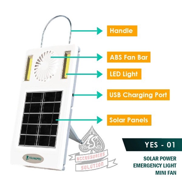 YOUNGPRO SOLAR FAN LIGHT LAMPU PLUS KIPAS BERGARANSI 1 TAHUN - YOUNGPRO YES-01