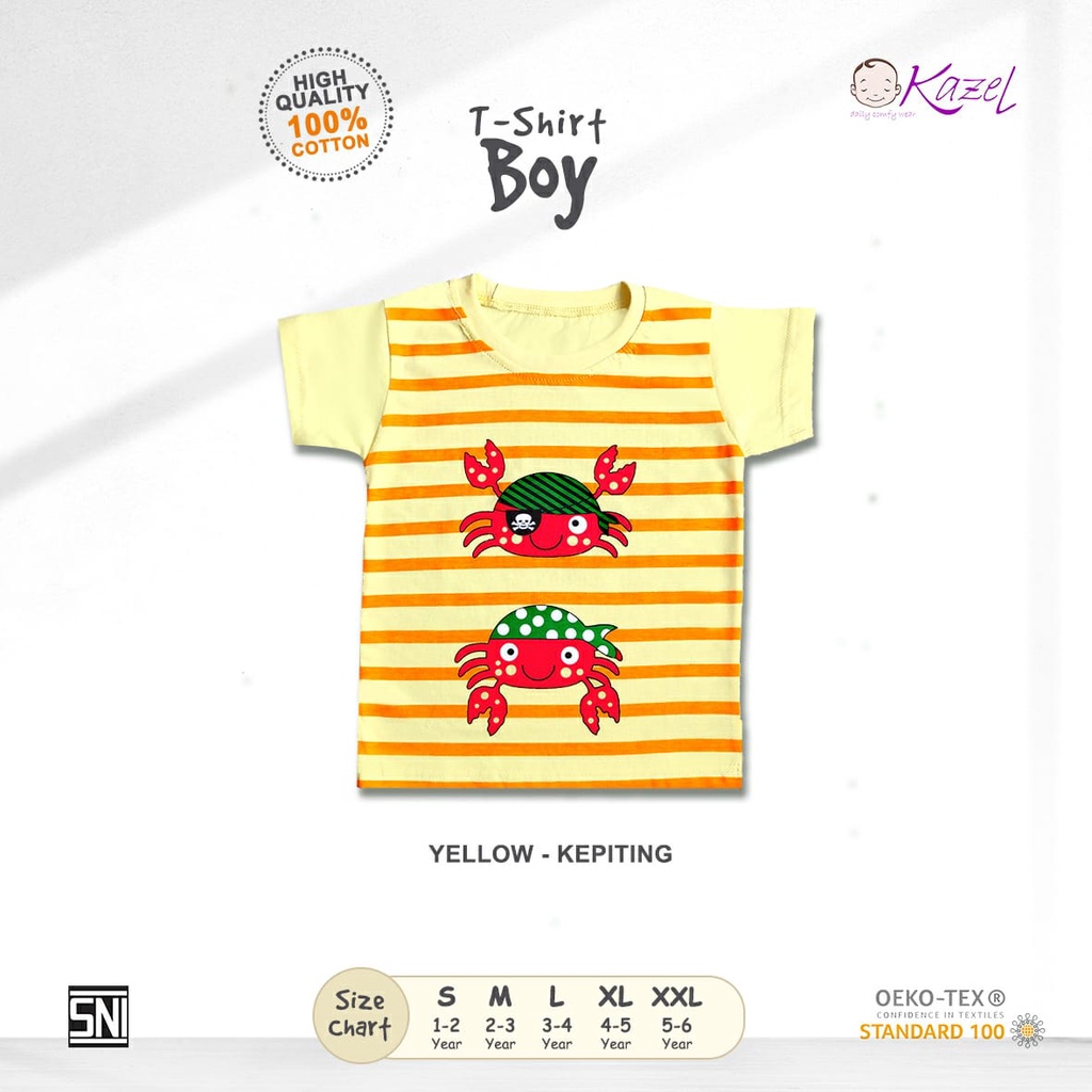 1Pcs Tshirt Boy Motif Kazel 1-6 thn /Kazel Atasan / Tee Anak /Tshirt Boy /Unisex Edition CBKS P100