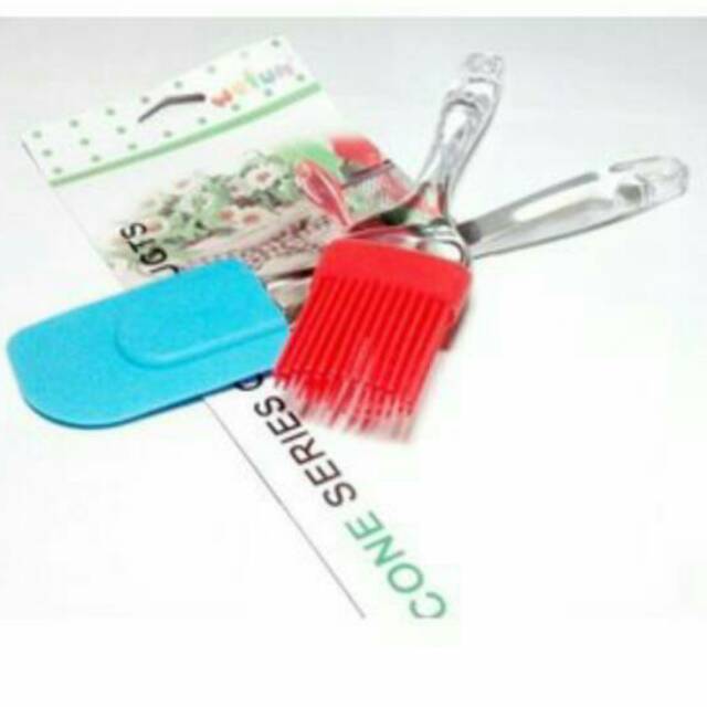 Set Spatula dan Kuas bahan Silicone lentur dan Tidak Lengket Warna Bening