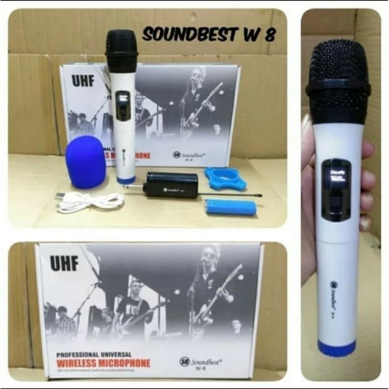 Mic Wireless SOUNDBEST W 8 Microphone Single SOUNDBEST W8 UHF Charger