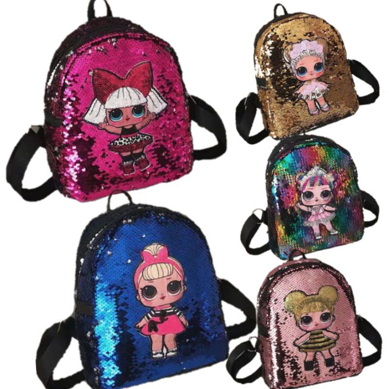 tas ransel sequin anak perempuan karaktet lol