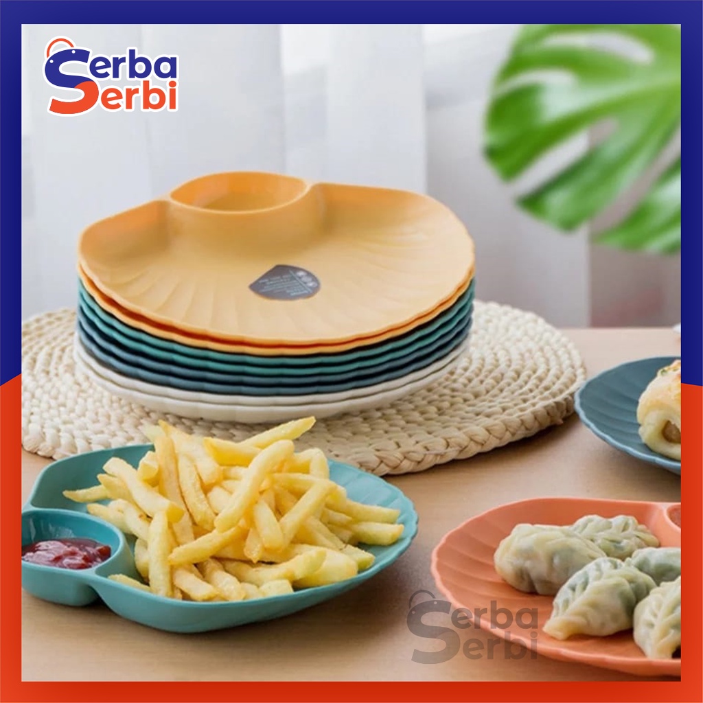 SerbaSerbiGrosir - Piring Makan Dinner Wadah Saji Lauk Plastik Plate Motif Kerang