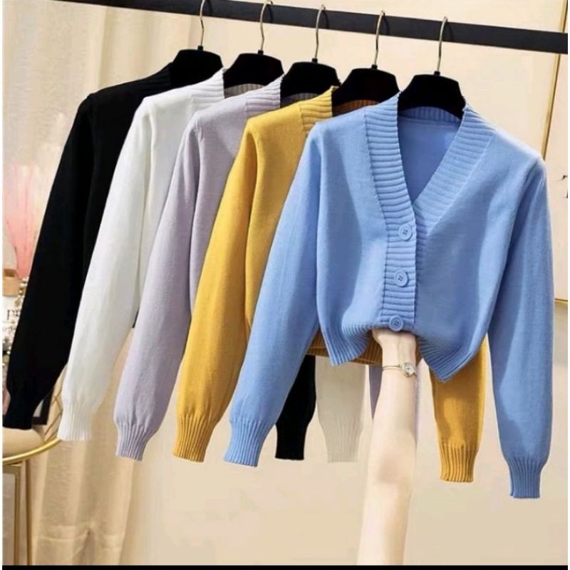 CROP CARDI RAJUT LUNNA/BAJU WANITA TANGAN PANJANG/KOREAN STYLE