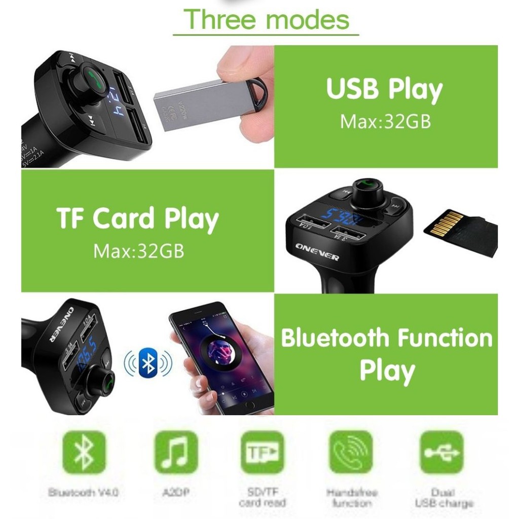 Bluetooth Wireless Fm Transmitter Musik HP ke Speaker Mobil LED Charger 2 USB  111162