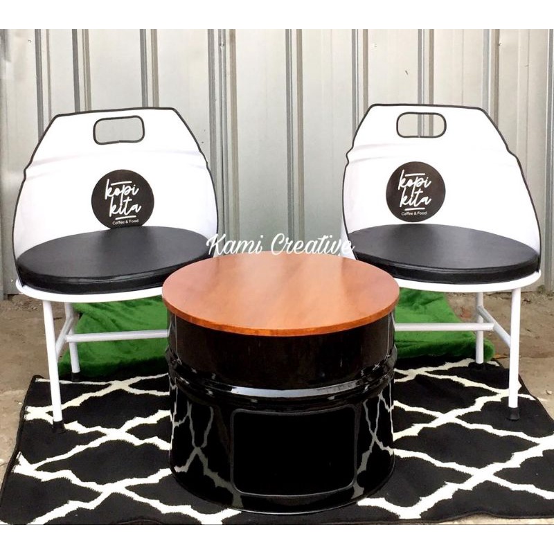 Paket  Sofa Drum kaki besi & 1 meja Drum