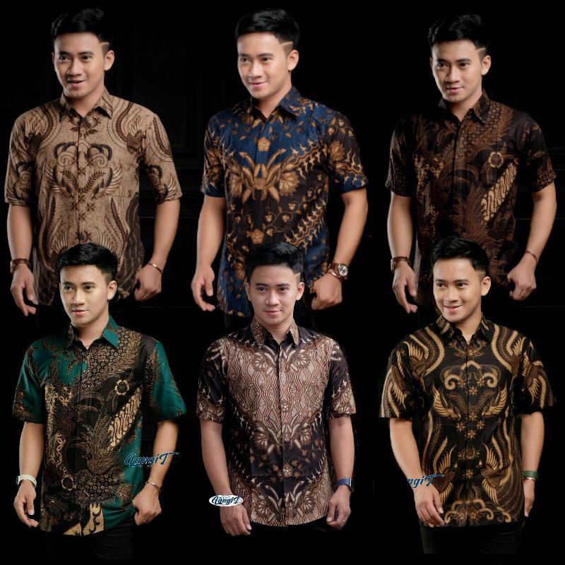 Batik Pria Lengan Pendek  BATIK MURAH HRB026 motif TERBARU 2021 Kode 002 size M L XL XXL Reguler Fit