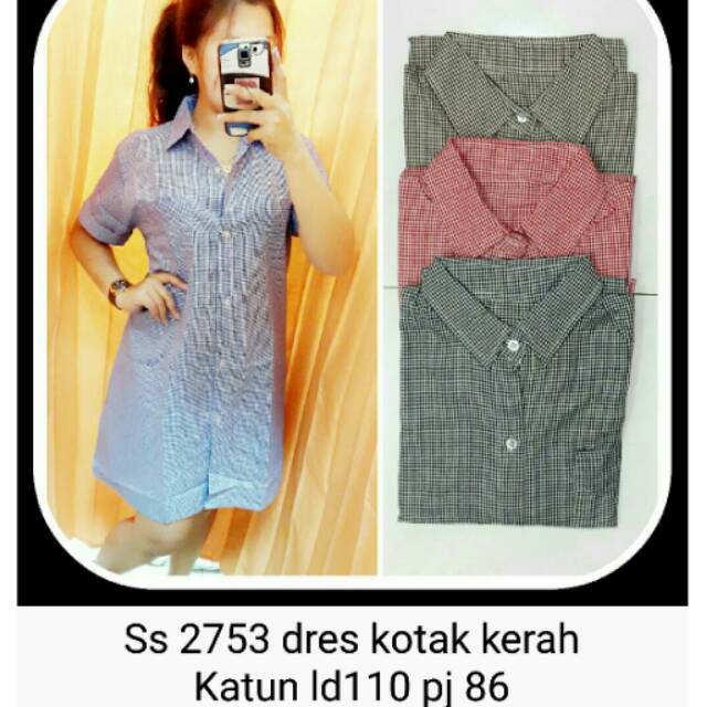 Dress kotak kerah