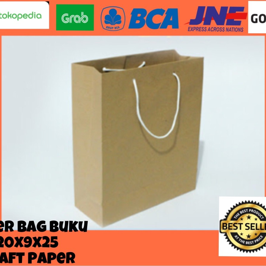 

PAPERBAG BUKU COKLAT POLOS UKURAN 20X9X25 / GOODIEBAG POLOS MINIMAL ORDER 12PCS KELIPATAN ORDER 12