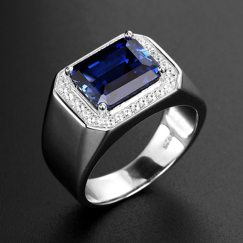 [Cherrye] Cincin Kristal Berlian Zamrud Safir Perak Titanium Steel Pria Wanita Pernikahan Perhiasan Fashion Silver Rings