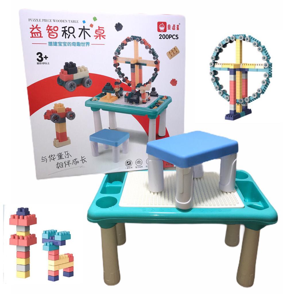 [MS]Balok Susun Meja Set Kursi Balok susun Duplo 200pcs