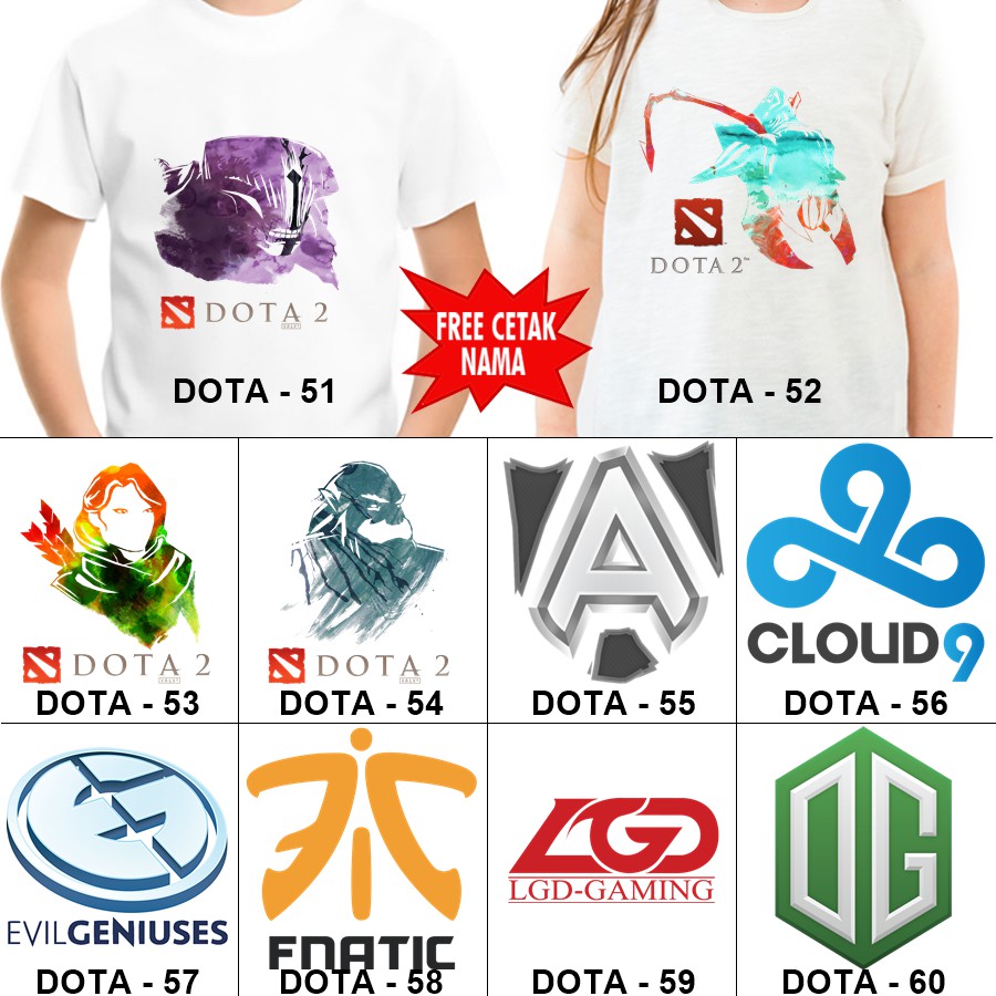 Baju Kaos ANAK DAN DEWASA DOTA COUPLE (FREE NAMA)